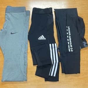 Nike, Under Armour, and Adidas lightweight base layer tights leggings